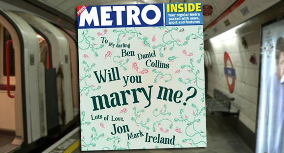 Une demande en mariage en faisant la UNE d’un journal !