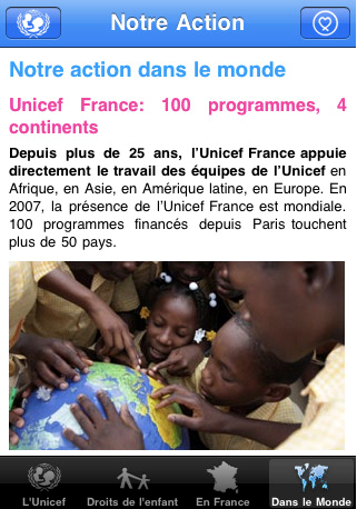 l’application Iphone de l’UNICEF France