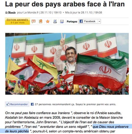 Le truc c’est que l’Iran agit aussi au nom de Dieu.... Le truc c’est que l’Iran agit aussi au nom de Dieu....