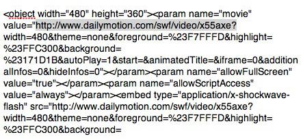 Vidéo Dailymotion Insérer une vidéo Dailymotion dans un blog WordPress