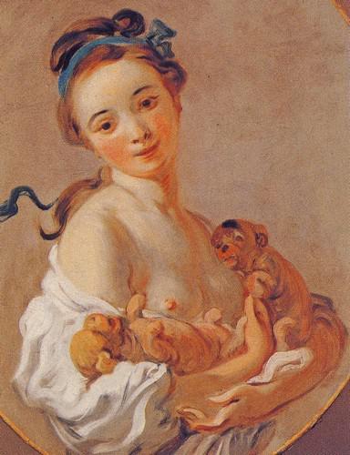 Fragonard, Jeune fille aux chiens