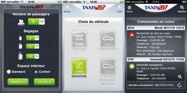 Des Taxis G7 prioritaires grâce à une appli depuis l’iPhone