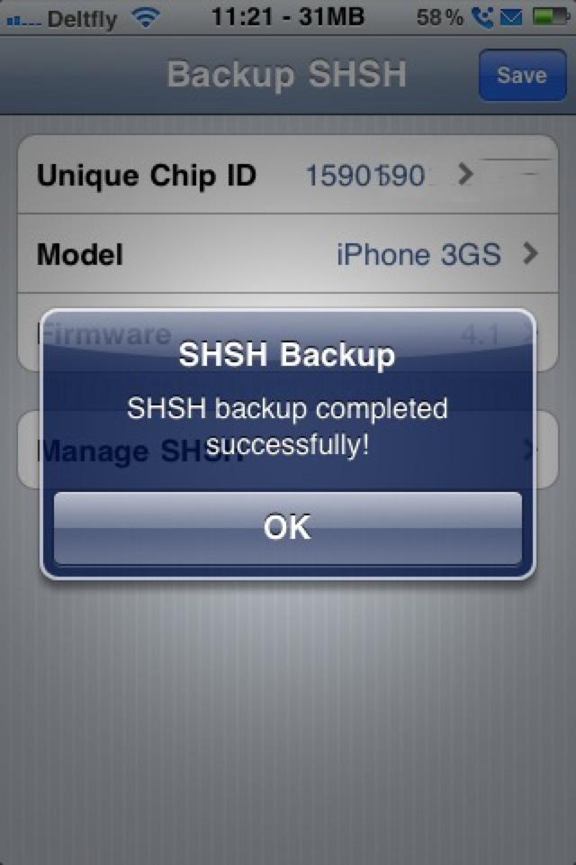 iSHSHit ：sauvegarder votre SHSH depuis une application iPhone