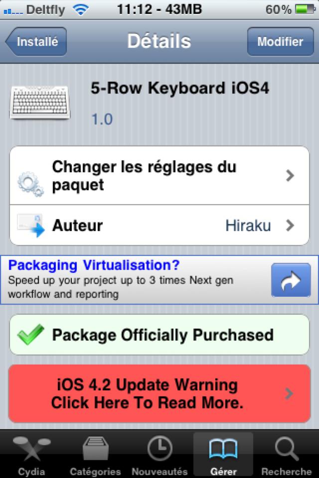 5-Row KeyBoard iOS4：un clavier avec plus de touches