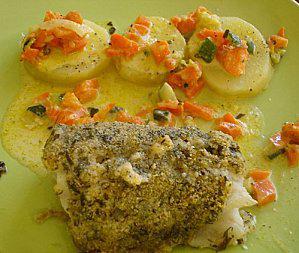 RECETTES DE FETES POISSONS Cabillaud en croûte D ' HERBES CHAMPAGNE AU SAUCE