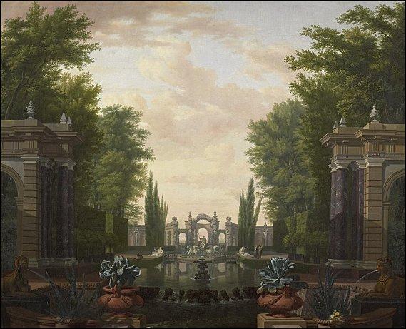 Fantasques allées. Hortus Musicus de Reincken par Stylus Phantasticus isaac de moucheron batiments statues bassin dans parc