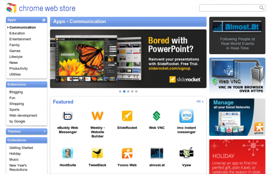Le Google Chrome Web Store est ouvert !