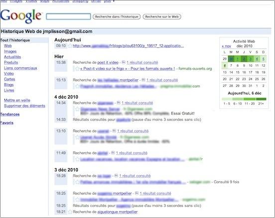 Consultez l'historique de vos recherches Google google historique