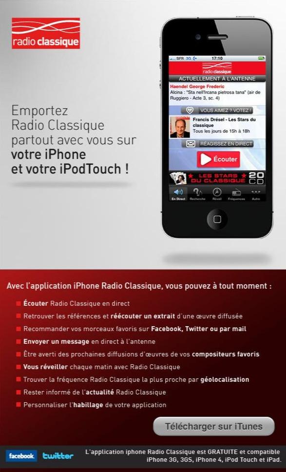 Radio nous invite à télécharger son appli iPhone avec un emailing