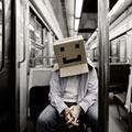 Cardboard Box Head #12 - Box on the move (photographie conceptuelle)
