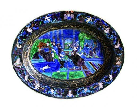 1291739921603424 1291739921603424 Rare et important plat creux de forme ovale de Samson Céramique Design & Moderne