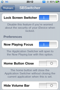 photo SBSwitcher: SBSettings dans le dock multitâche
