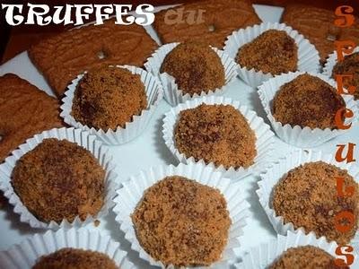 Duo de truffes chocolatées : Truffes aux spéculos et fève de tonka et truffes au coeur d'abricots secs, enrobées de noisettes torréfiées