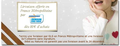 Frais de port offerts jusqu'au 24 décembre chez FEMME/BEBE/MAISON AUNATUREL !