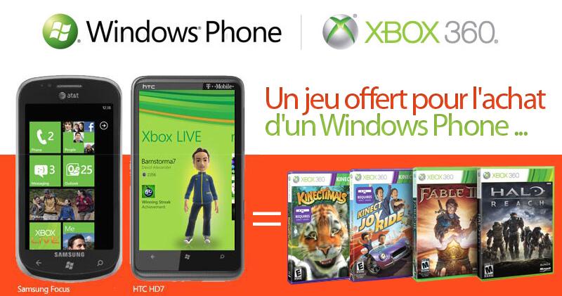 Microsoft offre un jeux xbox Un jeu offert pour l’achat d’un Windows Phone …