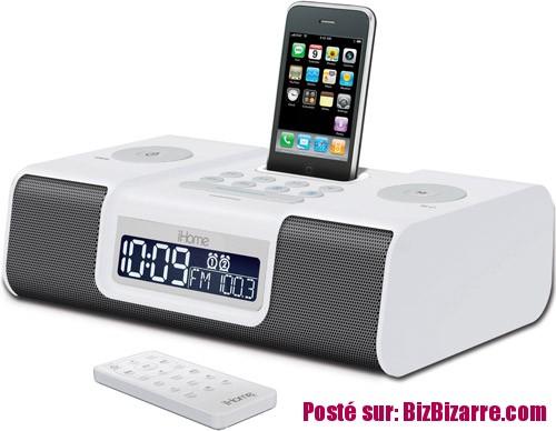 ihome-ip9-blanc-2011 high tech ihome ip9 blanc 2011 ACCESSOIRES IPHONE IPOD 2011: iHOME IP9 RADIO REVEIL AVEC TELECOMMANDE