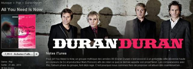 Apple offre trois titres de Duran Duran