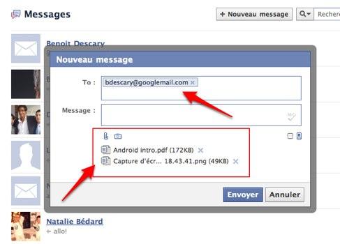 messages facebook pieces jointes Facebook: la nouvelle application Messages et les adresses @facebook.com [premier contact]