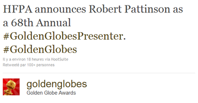Robert Pattinson aux Golden Globes !