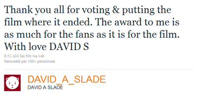 David Slade fait ses remerciements pour le prix aux People's Choice Awards