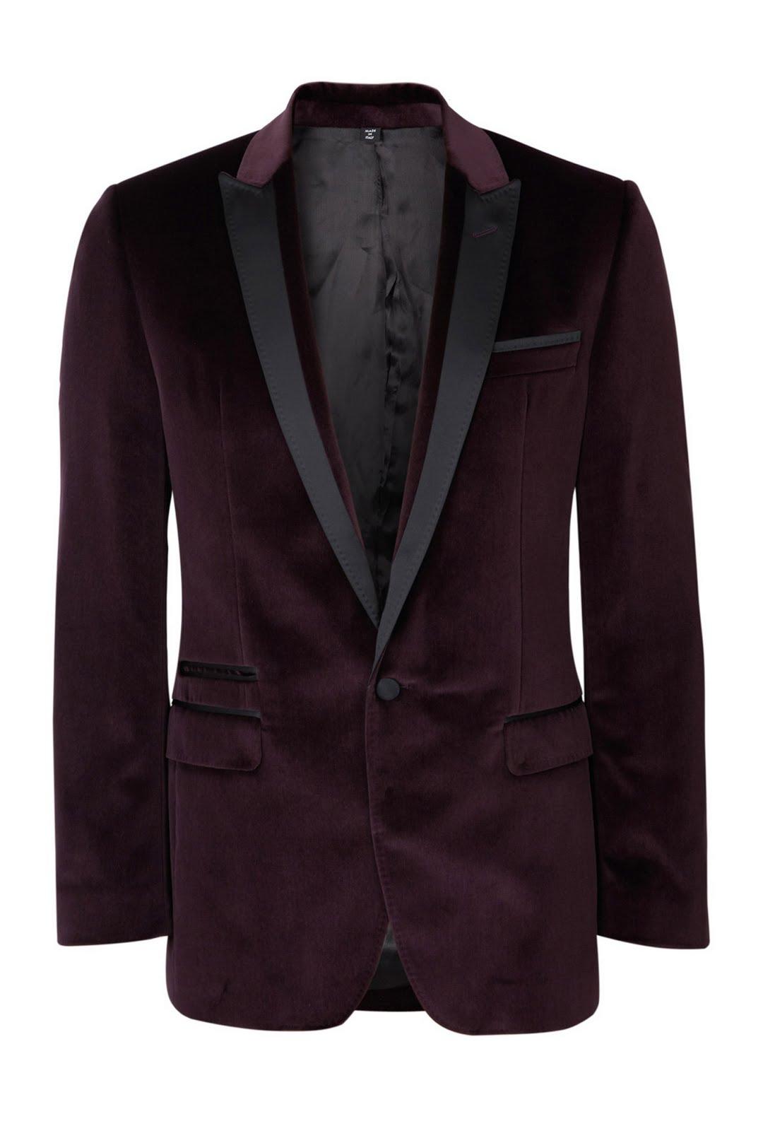 AUBERGINE VELVET SPLIT LAPEL TUXEDO BLAZER by D AUBERGINE VELVET SPLIT LAPEL TUXEDO BLAZER by D