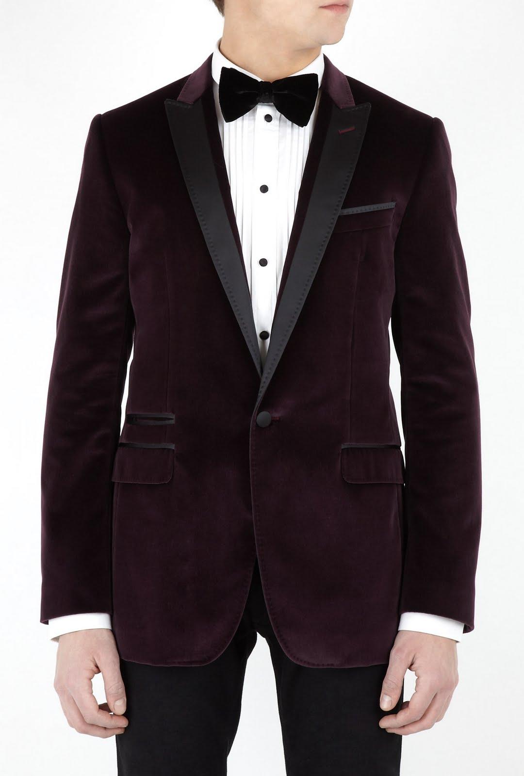 AUBERGINE VELVET SPLIT LAPEL TUXEDO BLAZER by D AUBERGINE VELVET SPLIT LAPEL TUXEDO BLAZER by D