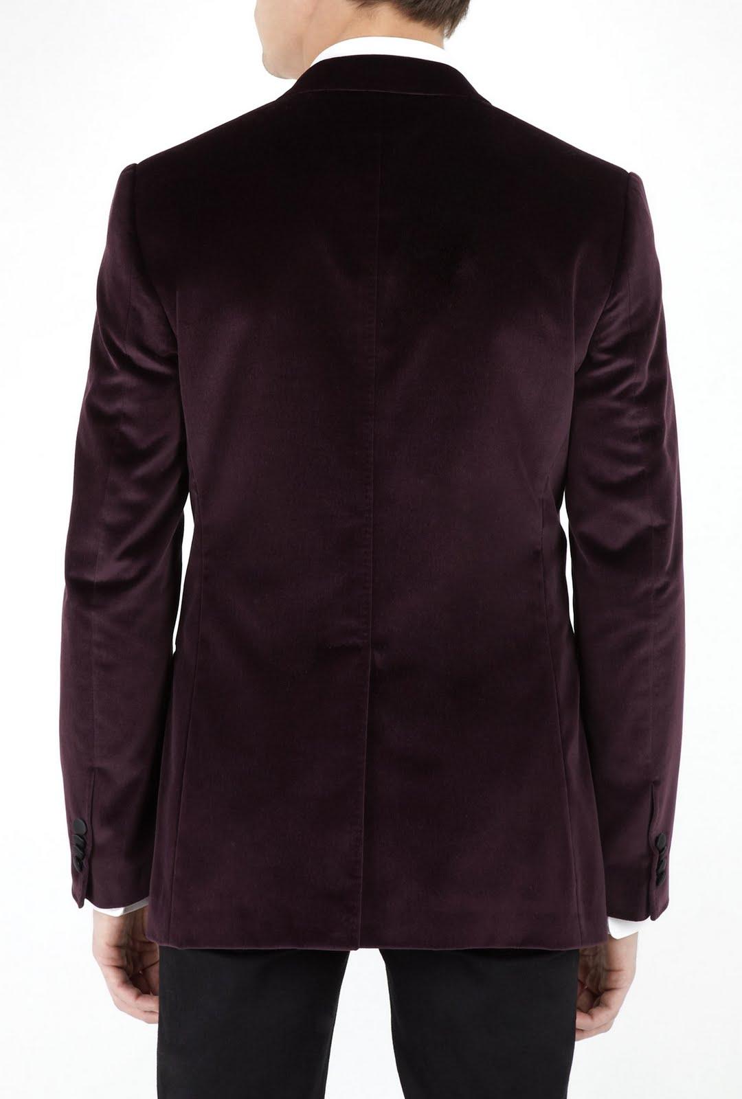 AUBERGINE VELVET SPLIT LAPEL TUXEDO BLAZER by D AUBERGINE VELVET SPLIT LAPEL TUXEDO BLAZER by D