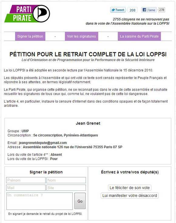 Pétition pour le retrait de la loi Loppsi