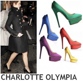 Emma Watson in CARVEN, LOUBOUTIN, CHARLOTTE OLYMPIA et WHISTLES