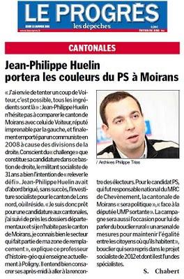 Candidat à la cantonale de Moirans-en-Montagne