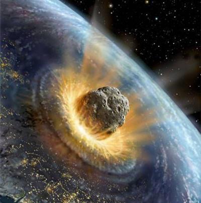 metéorite géante heurtant la Terre