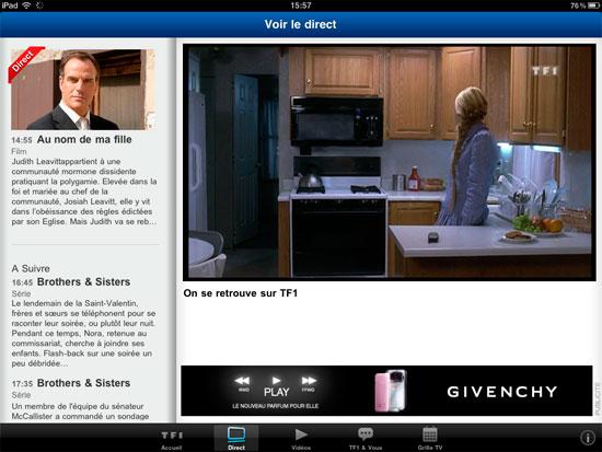 TF1 : l’application iPad se montre