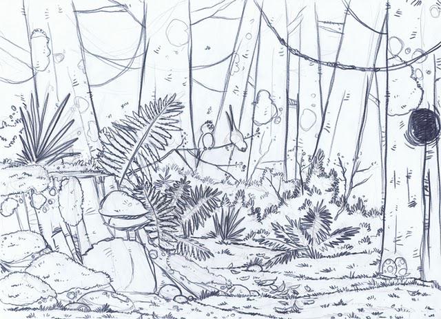forêt sous-bois printemps crayonné illustration jeunesse blogger