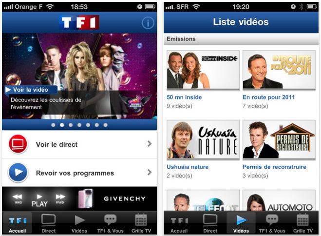 Application TF1 iPhone & iPad disponible sur l’App Store