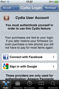 IMG_1191 Ajout de l’option « Manage Account » et du Theme Center sur Cydia