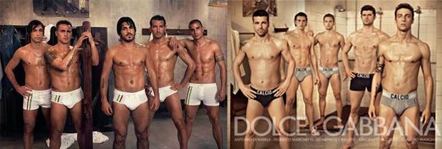 Les Footballeurs, égéries inattendues du luxe ? Campagne Dolce & Gabbana mettant en scène des footballeurs en 2006 et 2010