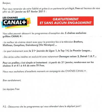 Free : Les 5 chaînes Canal+ offertes durant 1 semaine ! Free : Les 5 chaînes Canal+ offertes durant 1 semaine !
