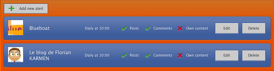 Création d'une alrte dans HyperAlerts HyperAlerts : pour mettre vos pages facebook sous surveillance
