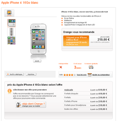 L'iPhone 4 blanc chez Orange L'iPhone 4 blanc chez Orange