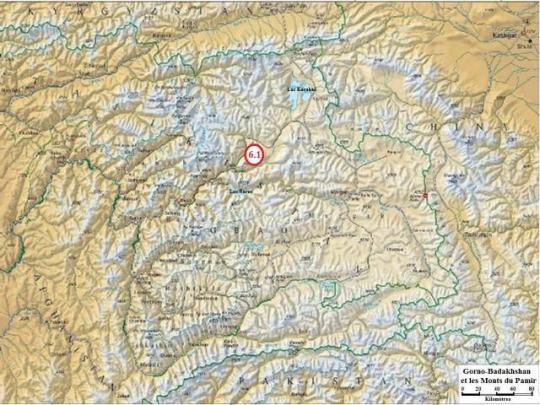 Un séisme de magnitude 6,1 a frappé le Kuhistoni Badakhshon, Tajikistan, le 24 Janvier 2011