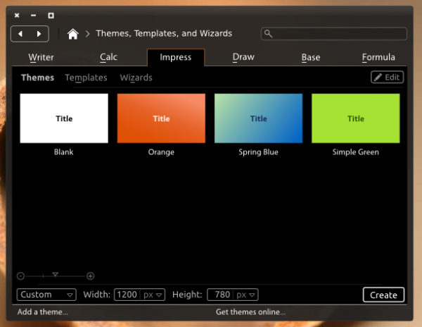 Mockup d’interface graphique de LibreOffice