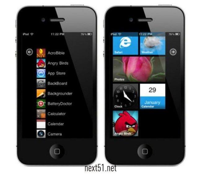 Le thème Windows Phone 7 sur iPhone...