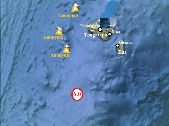 Séisme de magnitude 6.0 au Sud-Sud-Ouest des côtes de l'Île Tongatapu, archipel des Tonga.