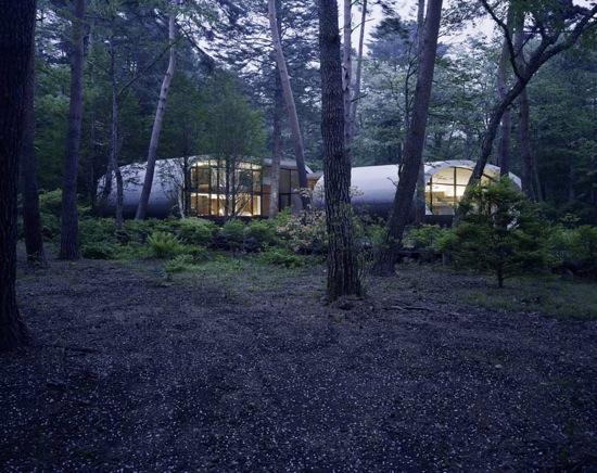 Villa Shell - Kotaro Ide - ARTechnic - forêt et soleil couchant