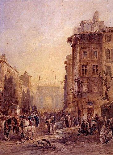 Félix Ziem, Arrivée sur la Porte d’Aix à Marseille, 1855, Aquarelle 35 x 26 cm, collection Fondation Regards de Provence (crédit photographique : Jean Bernard). Félix Ziem, Arrivée sur la Porte d’Aix à Marseille, 1855, Aquarelle 35 x 26 cm, collection Fondation Regards de Provence (crédit photographique : Jean Bernard).