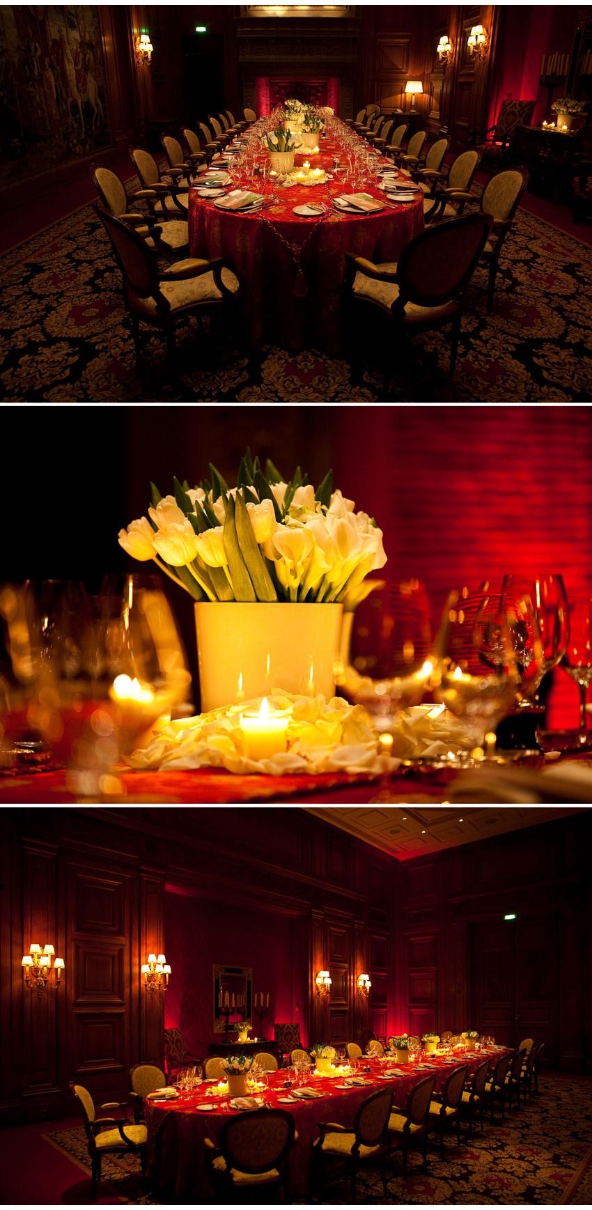 Décoration pour un soirée privée au Four Seasons George V à Paris le 28 janvier 2011
