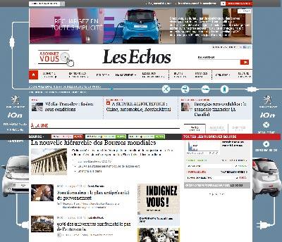 Communiquer oui, mais pas comme les autres Habillages et formats spéciaux Peugeot sur Les Echos