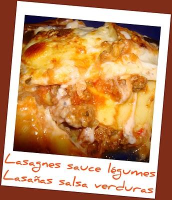 Lasagnes sauce aux légumes - Lasaña con salsa de verduras