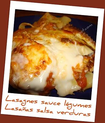 Lasagnes sauce aux légumes - Lasaña con salsa de verduras