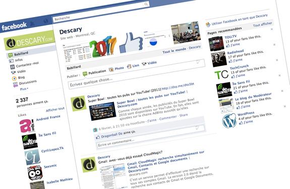 page facebook descary Facebook: nouveau look pour les Pages d’entreprises